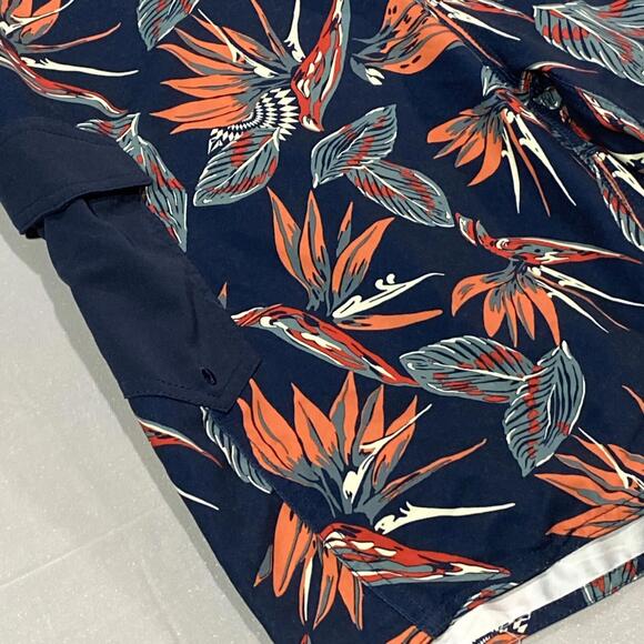 Volcom Boardshorts Mens 38 Blue Floral All Over Drawstring Cargo Pocket - Picture 2 of 7